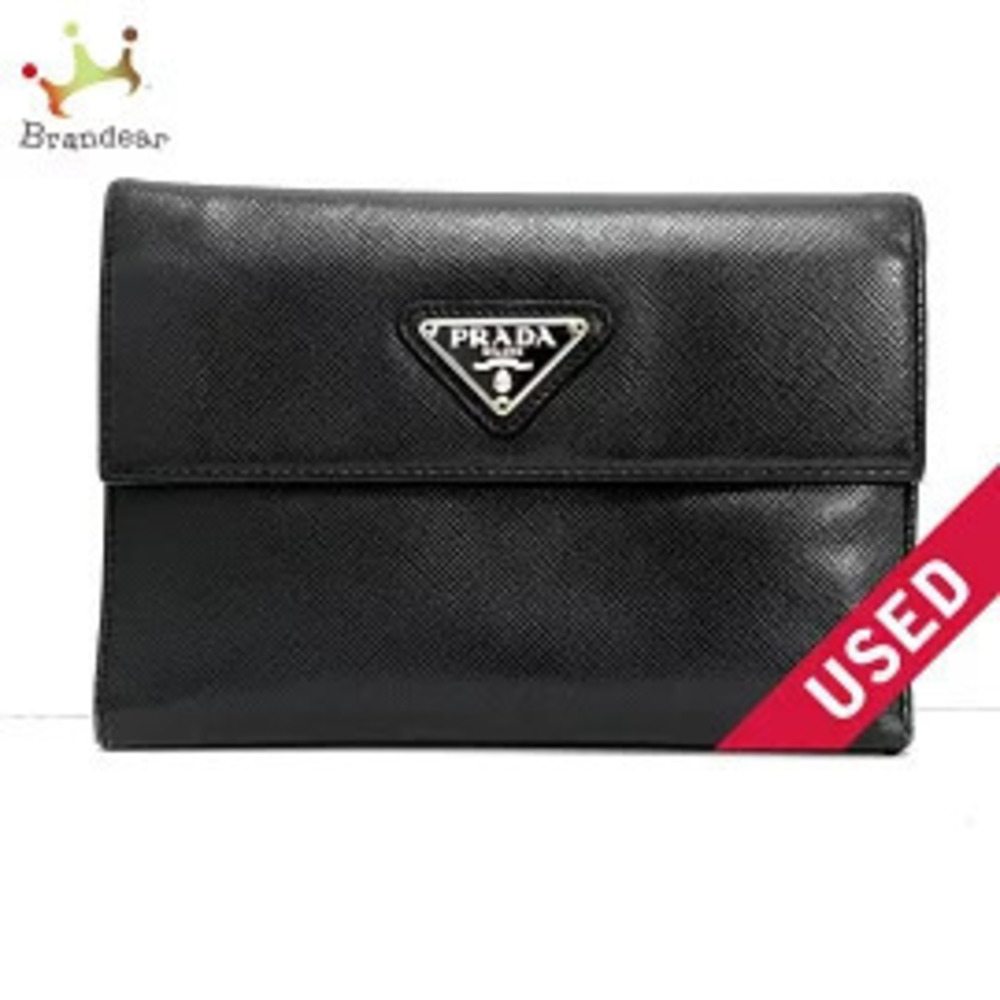Prada Tri fold Wallet Black Saffiano Leather